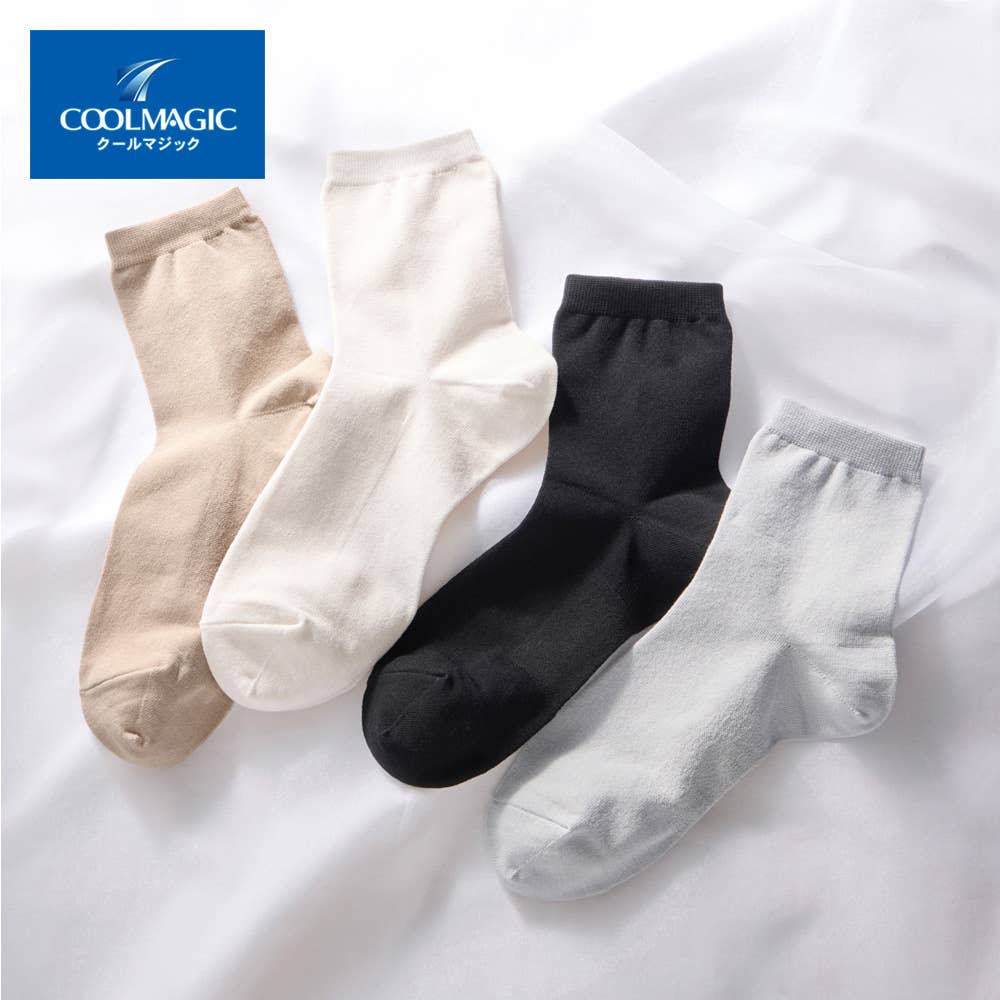 【表糸綿100%・涼感】クルー丈ソックス 2足組【SALE】